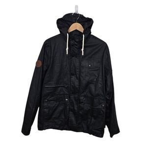 Bellfield Farlham Waxed Cotton Hooded Field Jacket Black Men's Medium